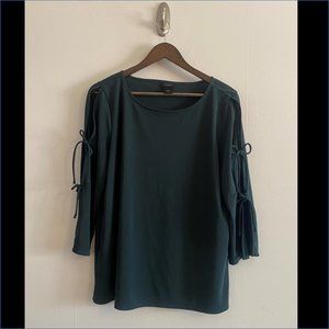 Ann Taylor Teal Keyhole Bow Blouse